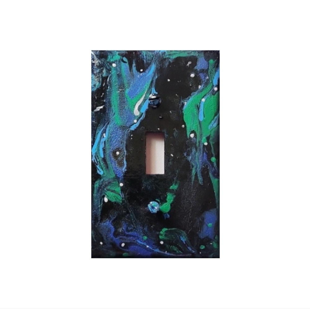 Hand Crafted Abstract Design Single Toggle Light Switch Plate